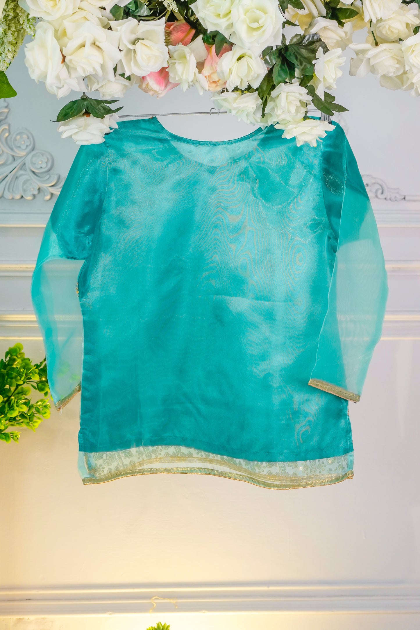 SA01 Embroidered Kurti 1 pc Aqua