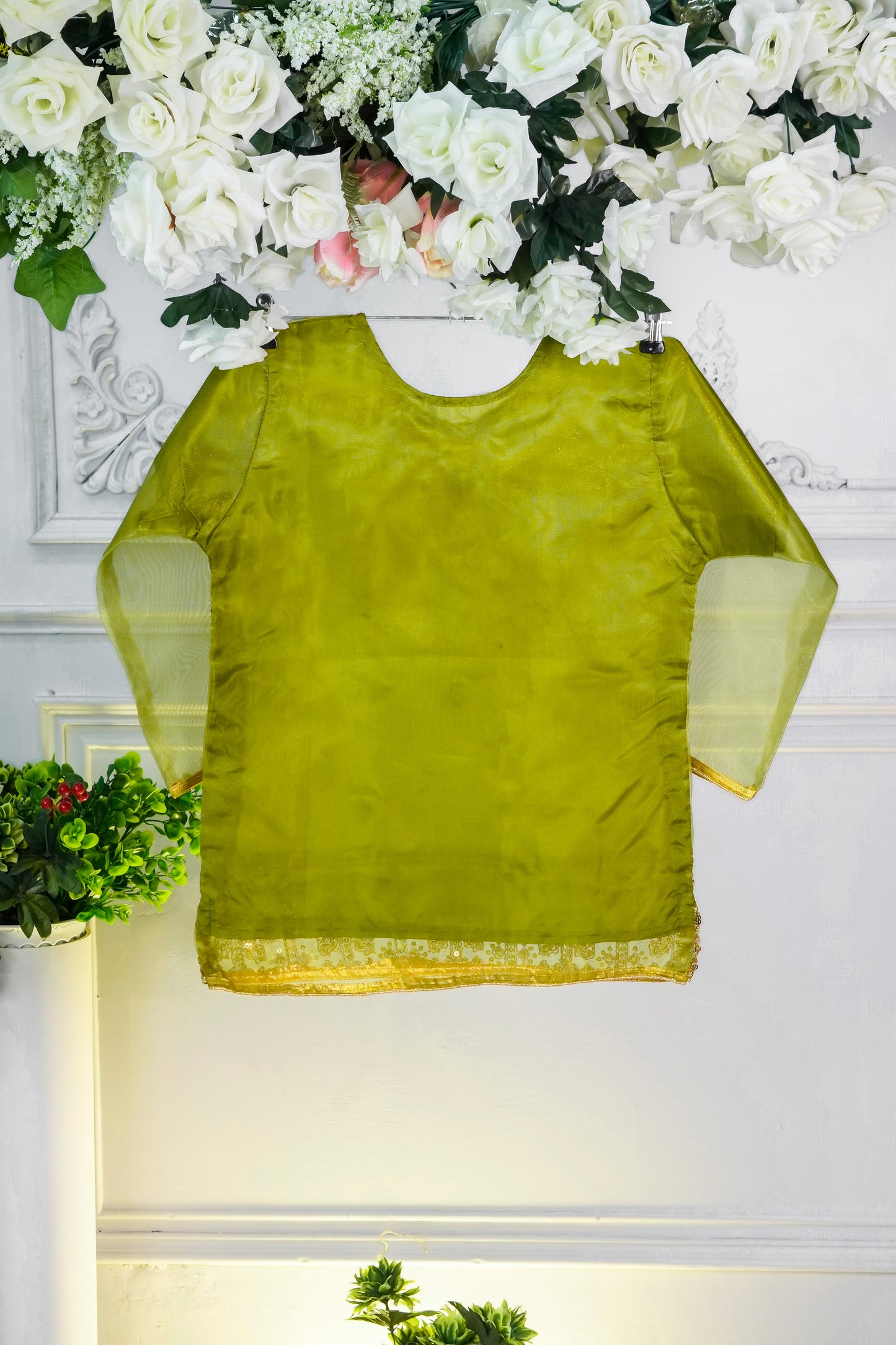 SA01 Embroidered Kurti 1 pc Mehndi