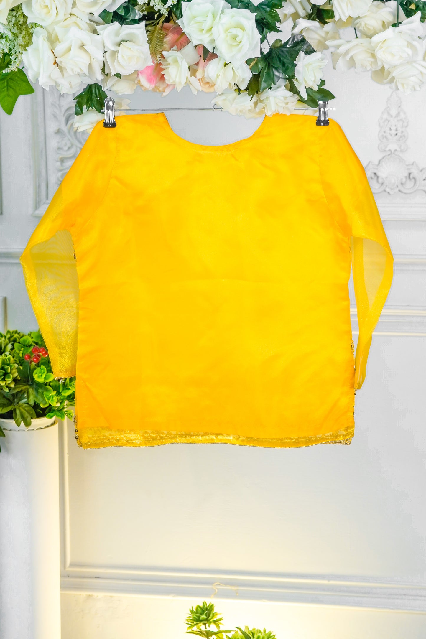 SA01 Embroidered Kurti 1 pc Yellow