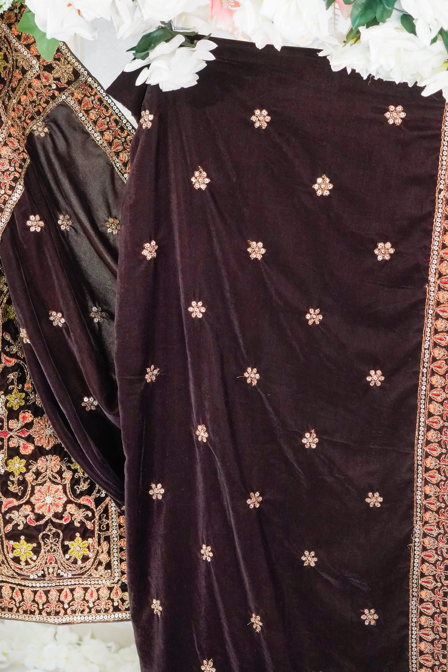 SAD01 Velvet Embroidered Shawl 1 pc