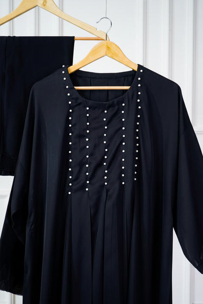 Afsana Pearl Black Abaya
