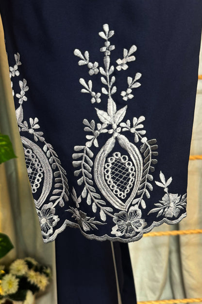 Sehar Embroidered Deep Blue Abaya