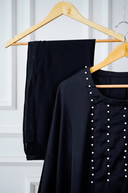 Afsana Pearl Black Abaya