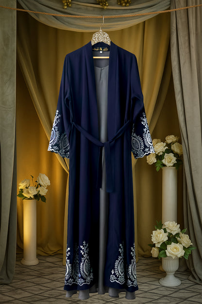 Sehar Embroidered Deep Blue Abaya