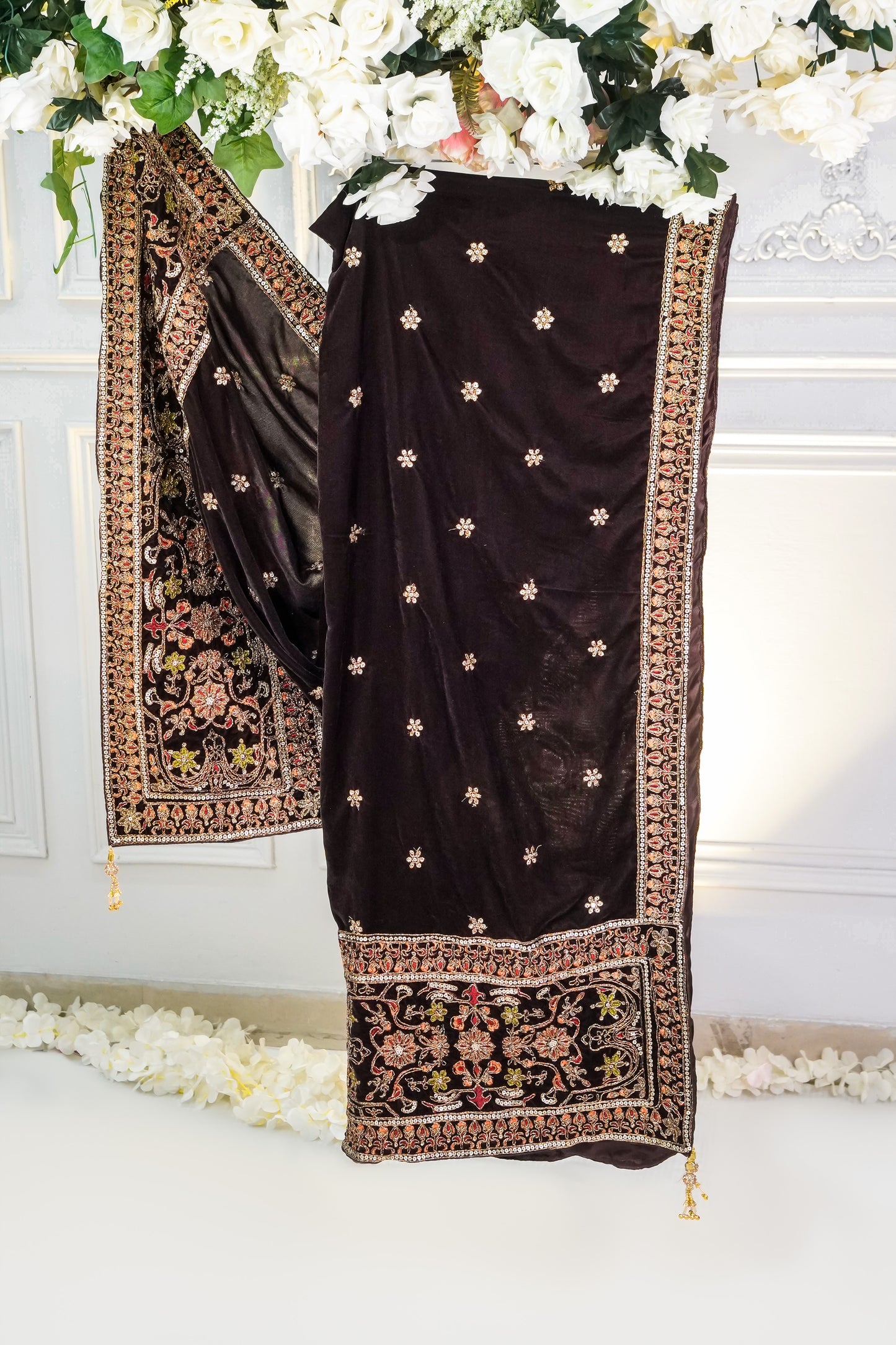 SAD01 Velvet Embroidered Shawl 1 pc