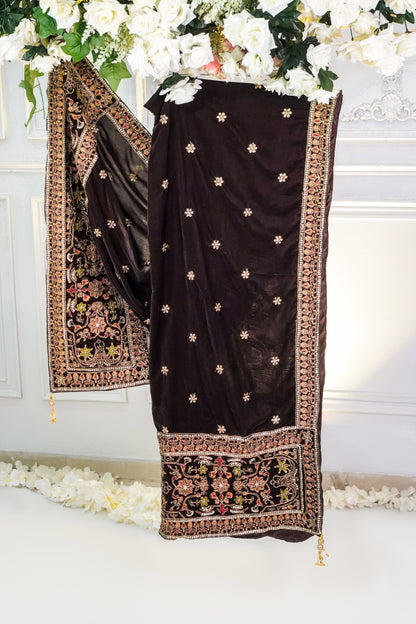 SAD01 Velvet Embroidered Shawl 1 pc
