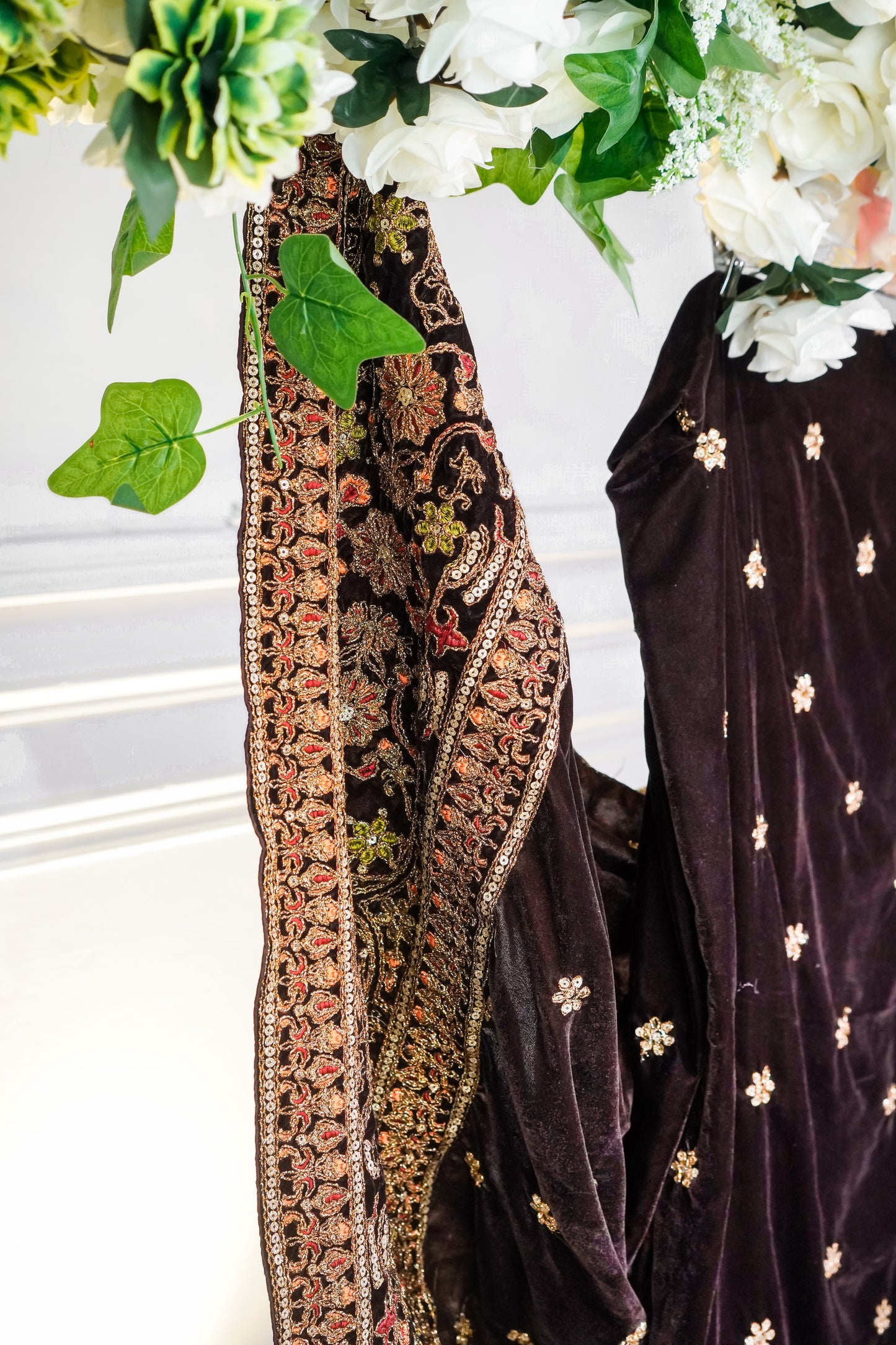 SAD01 Velvet Embroidered Shawl 1 pc