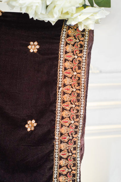 SAD01 Velvet Embroidered Shawl 1 pc