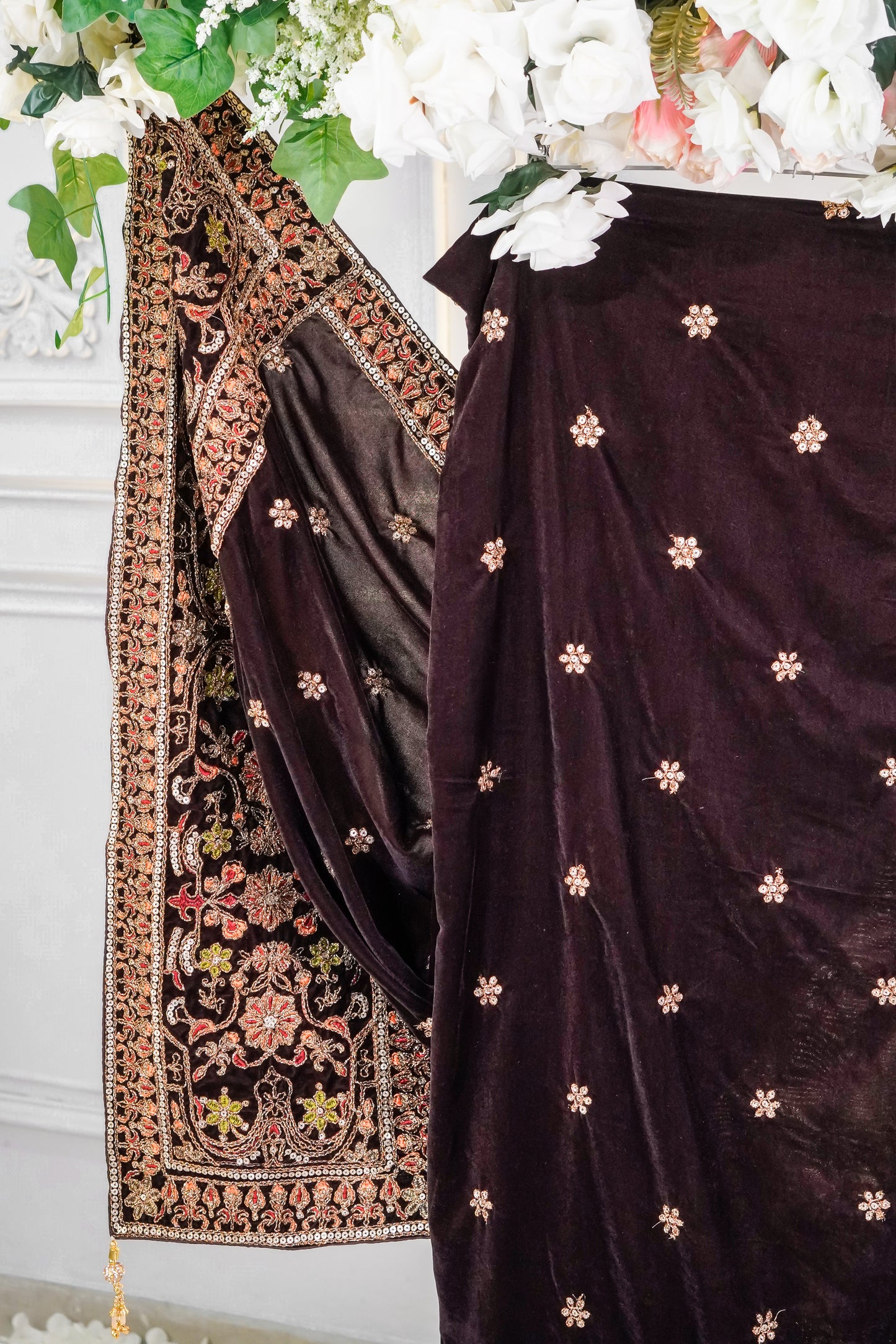 SAD01 Velvet Embroidered Shawl 1 pc
