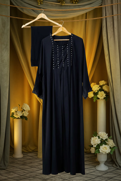 Afsana Pearl Black Abaya
