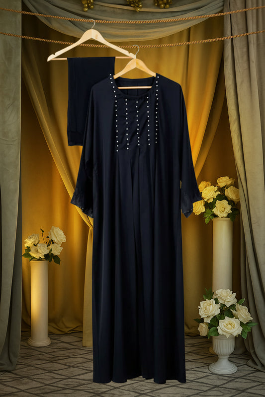Afsana Pearl Black Abaya