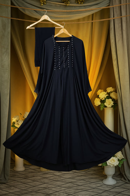 Afsana Pearl Black Abaya