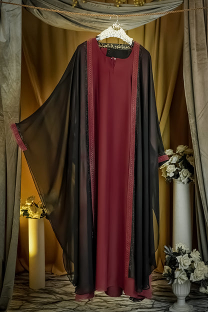 Sehrish Embroidered Kaftan Maroon