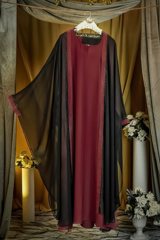 Sehrish Embroidered Kaftan Maroon